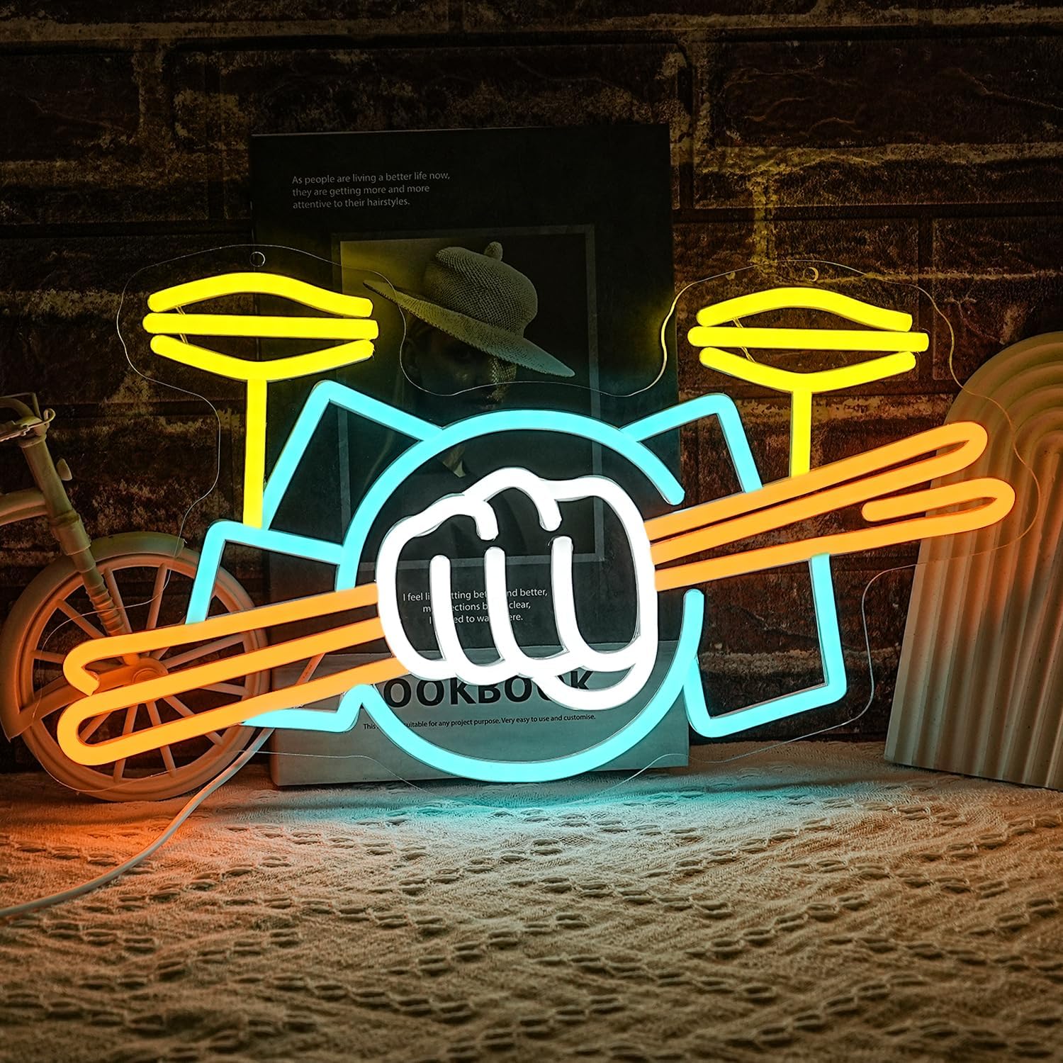 Wall Decor Lighting - Schlagzeug-Neonschild USB-Betrieben Musikinstrument LED-Neonlicht für Musikstudio