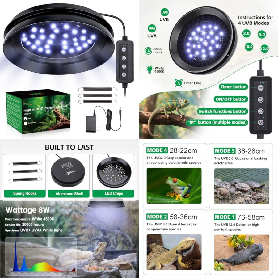 Gecko Lighting & Decor - UVB-Licht für Reptilien mit Dimmer, LED