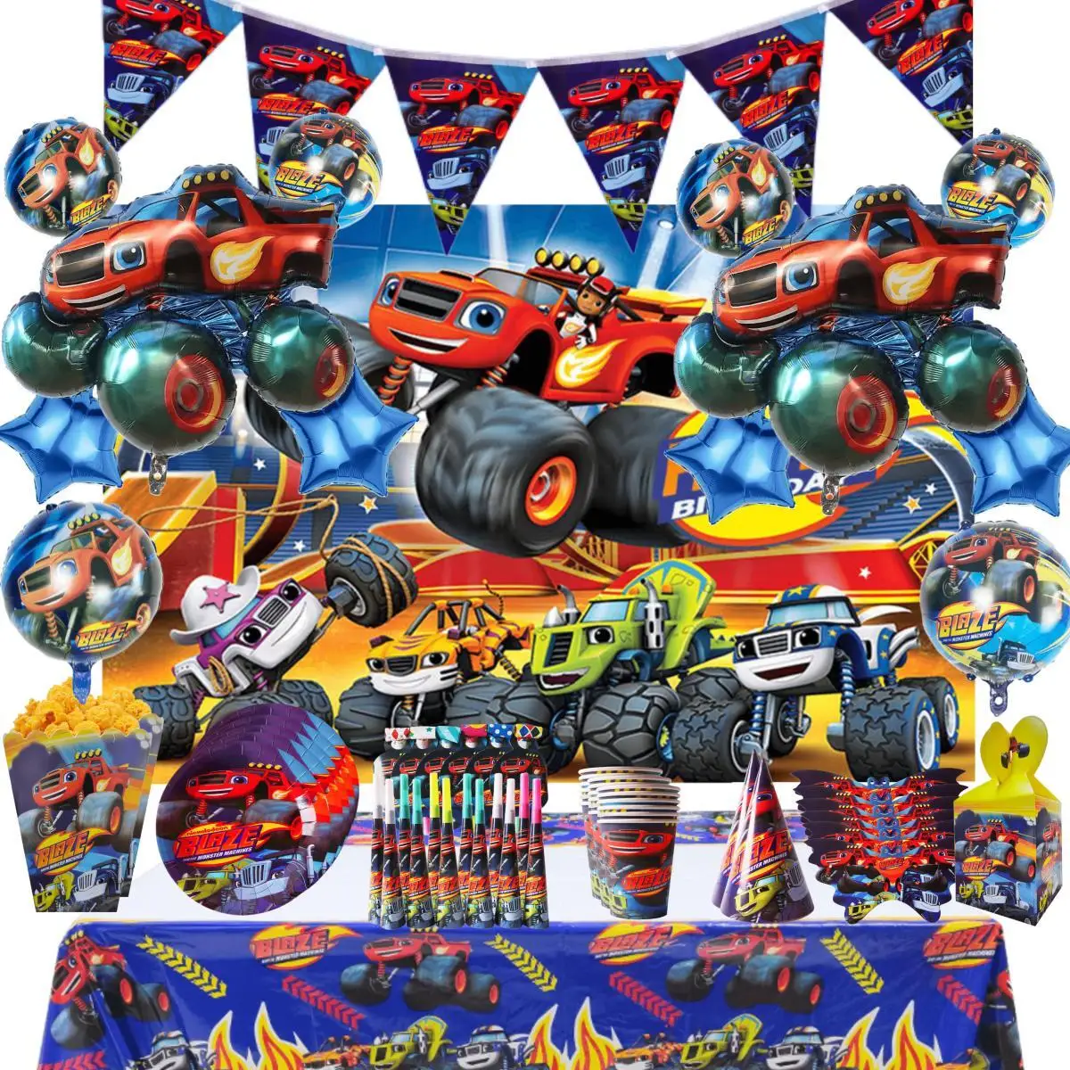 Lighting Mcqueen Birthday Decor - Cartoon Blaze und die Monster Maschine