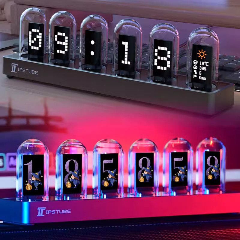 Lighting Decoration Ideas For Home - RGB Nixie-Röhrenuhr LED-Leuchten IPS-Farbbildschirm DIY Analog-Digital-Röhren-Nachtlichter