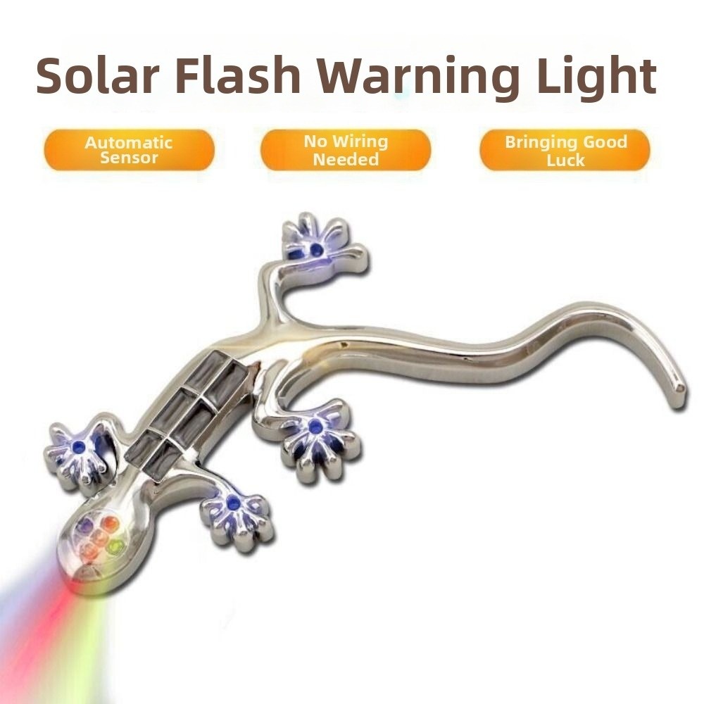 Gecko Lighting & Decor - Neue Gecko-förmige Solar-Warnleuchte, Solarbetriebene Wasserdichte Gecko-LED-Leuchte,