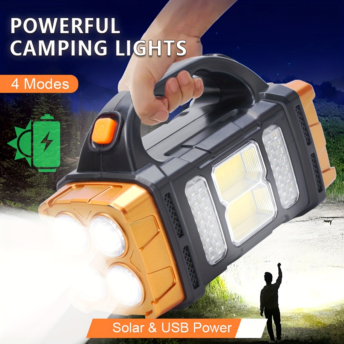String Light Outdoor - Neue verbesserte wiederaufladbare Hochleistungs-Solar-LED-Taschenlampe mit Powerbank,