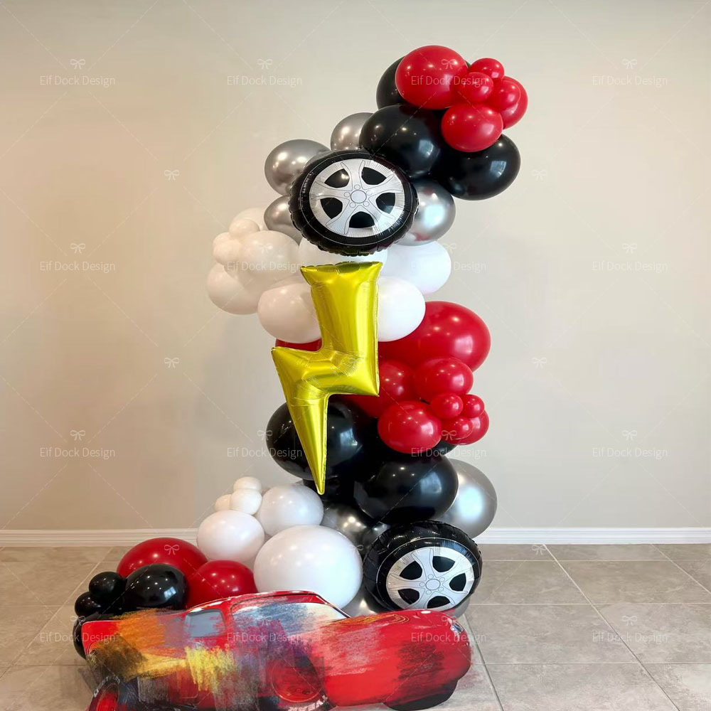 Lighting Mcqueen Birthday Decor - 69-teiliges Set Blitz-Rennwagen-Reifen-Ballons Geburtstagsdekoration Jungen-Geburtstag Rennthemen-Party-Dekorationszubehör