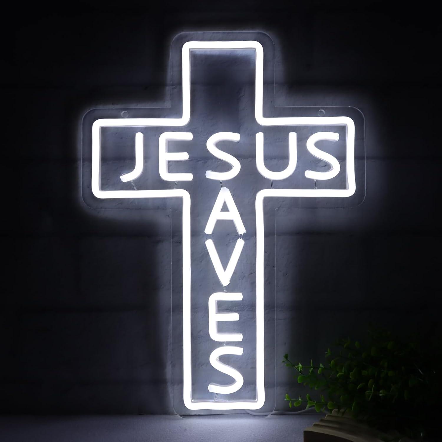 Wall Decor Lighting - Jesus rettet das Kreuz Neon-Schilder USB