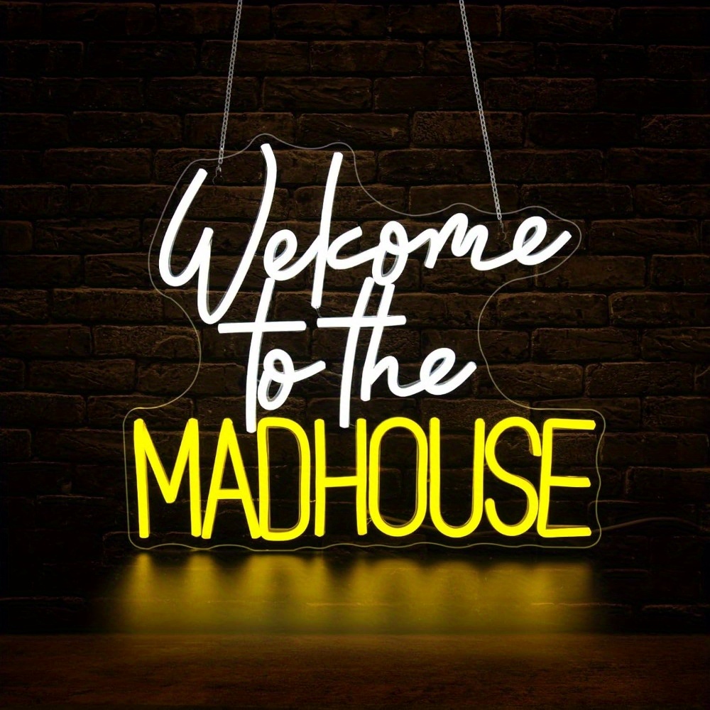 Lighting Decoration Ideas For Home - Willkommen im Madhouse Neonschild Lustige LED-Wandleuchte
