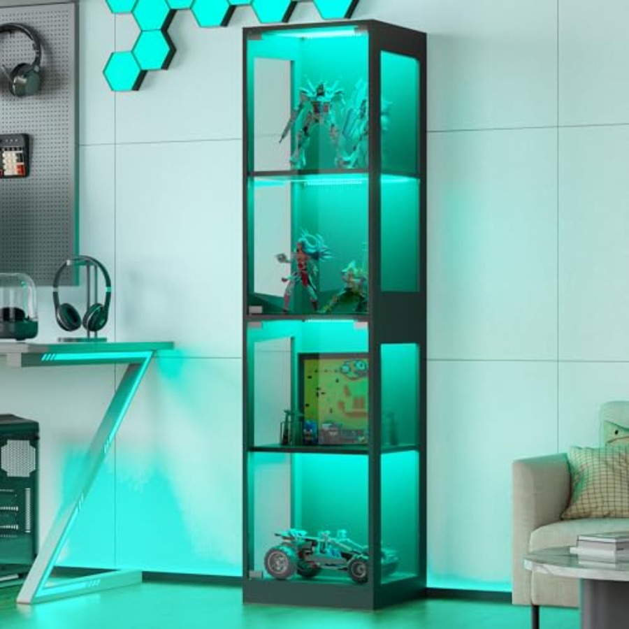 Lighting & Home Decor Studio Photos - Glasvitrine mit RGB-Beleuchtung für Wohn- und