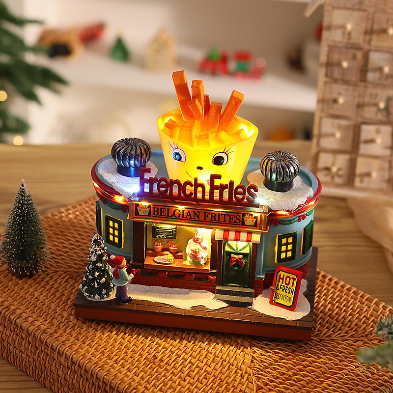 Lighting Decoration Ideas For Home - Weihnachtliche Leucht-Musikbox-Deko: Weihnachtsmann-Geschenkbox-Ornament aus Harz für