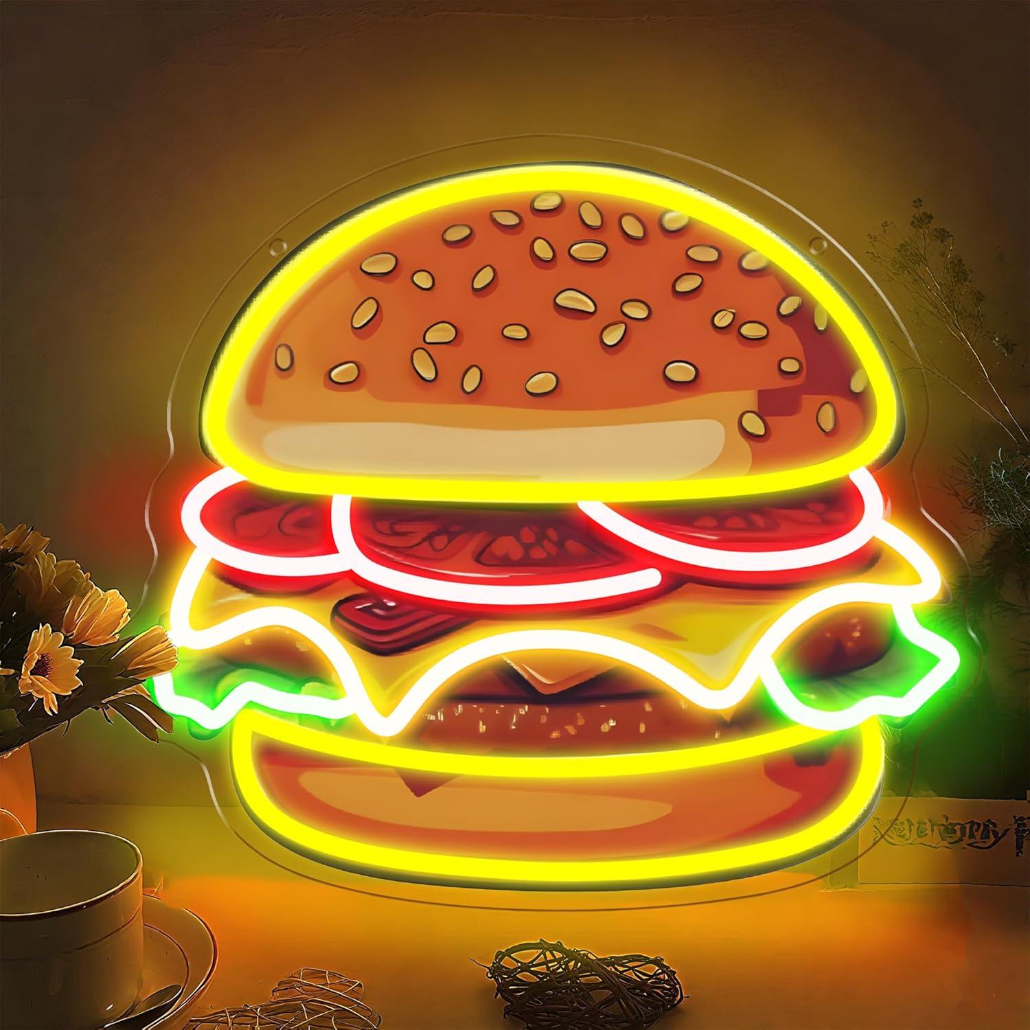 Wall Decor Lighting - Burger Neonschild LED Hamburger Wandleuchte für
