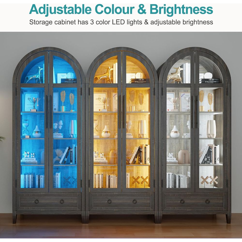 73-Zoll Vitrine mit gewölbtem  – Lighting & Home Decor Studio Photos Bewertung und Preis