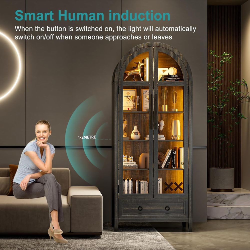 73-Zoll Vitrine mit gewölbtem  – Lighting & Home Decor Studio Photos Bewertung und Preis