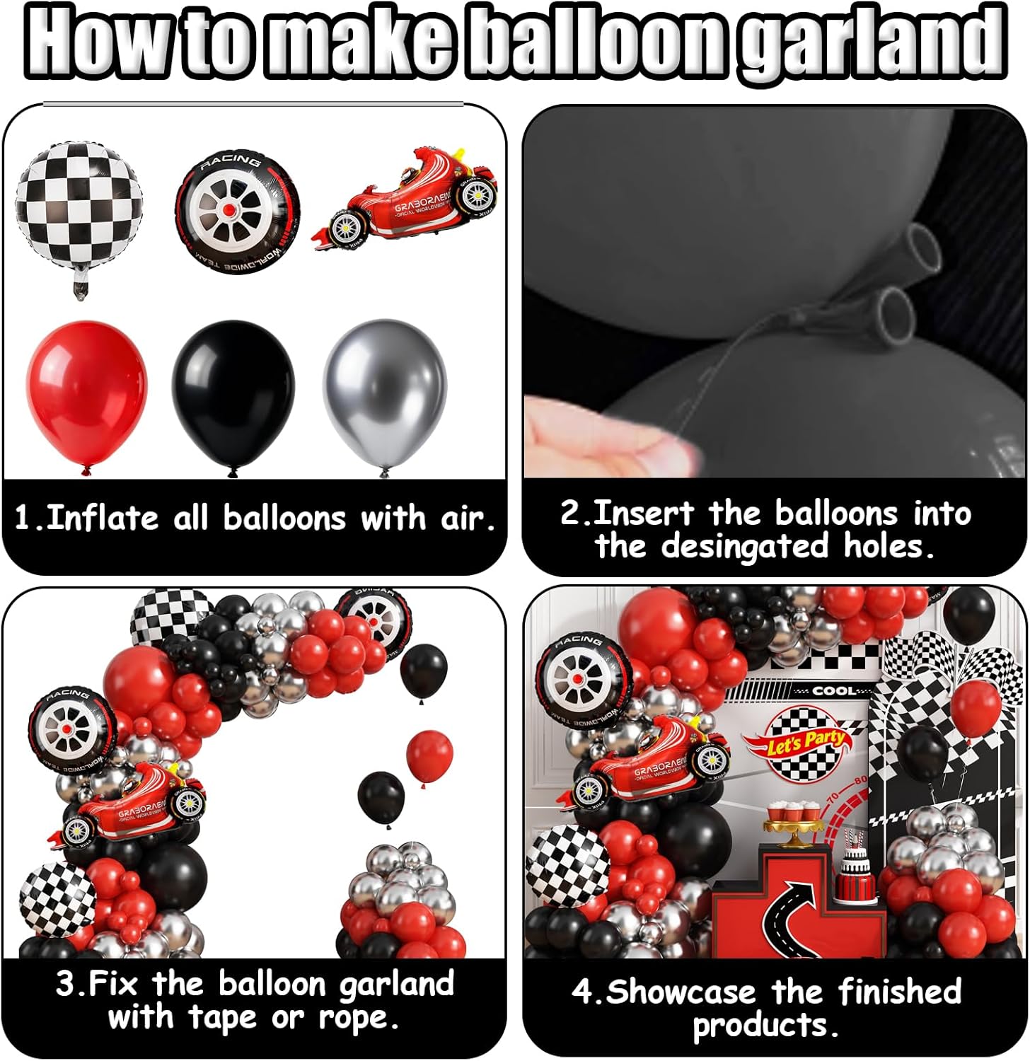 Rennwagen Karierter Radballon  – Lighting Mcqueen Birthday Decor Bewertung und Preis