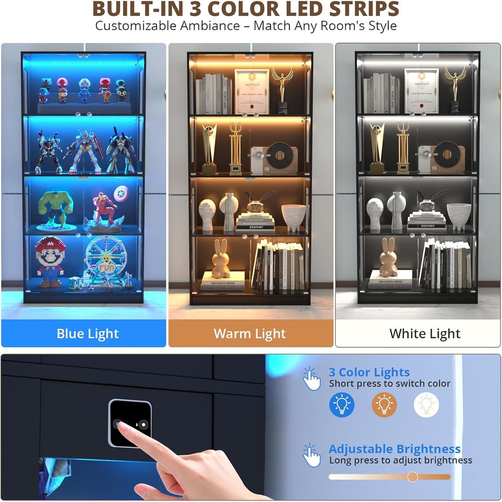65-Zoll Glasvitrine, 4-stufige – Lighting & Home Decor Studio Photos Bewertung und Preis