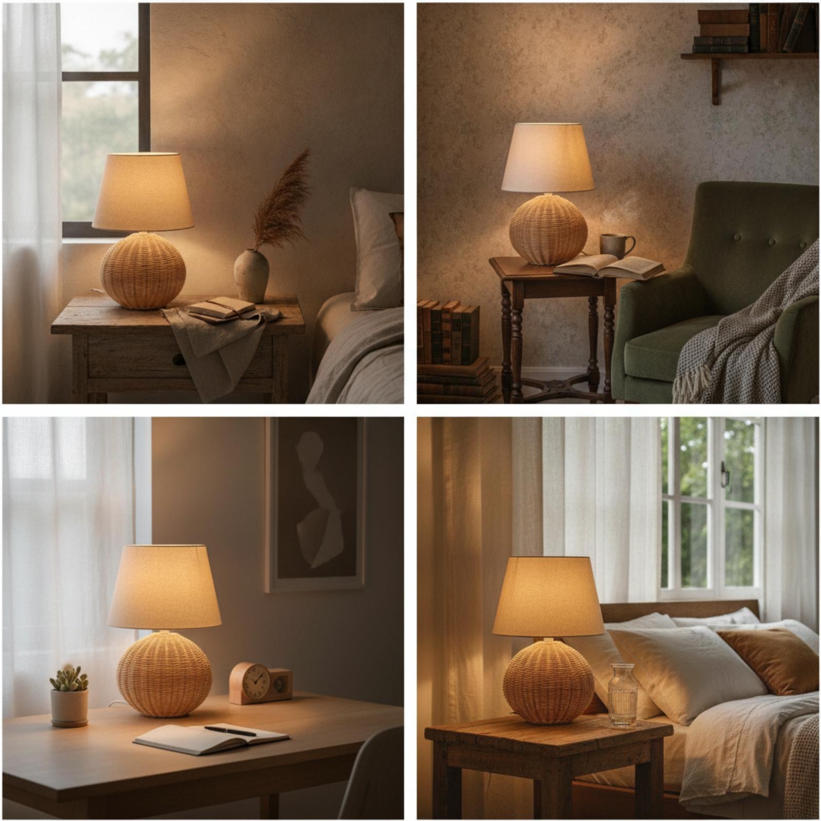 Nachttischlampe mit Rattanfuß  – Lighting Decor Bedroom Bewertung und Preis