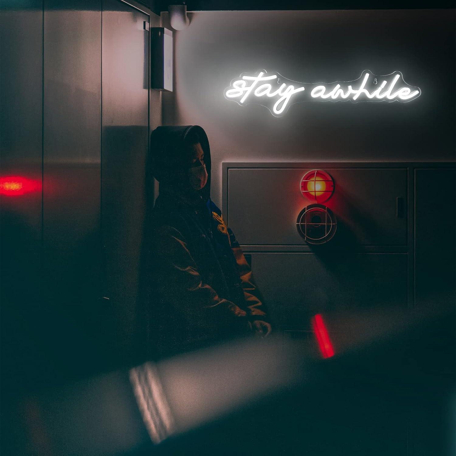 Stay Awhile Neon-Schilder USB  – Wall Decor Lighting Bewertung und Preis