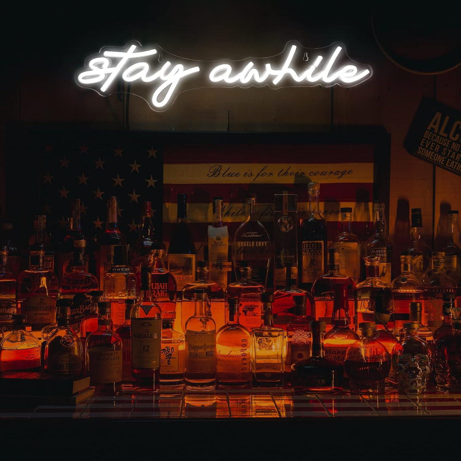 Stay Awhile Neon-Schilder USB  – Wall Decor Lighting Bewertung und Preis