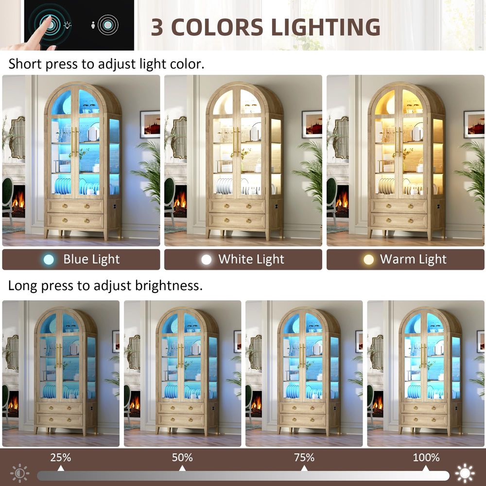 71-Zoll-Bogenvitrine mit Glast – Lighting & Home Decor Studio Photos Bewertung und Preis