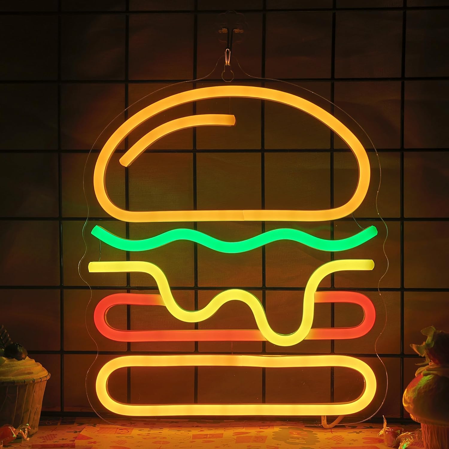 Burger-Neonschild mit mehrlagi – Lighting Decoration Ideas For Home Bewertung und Preis