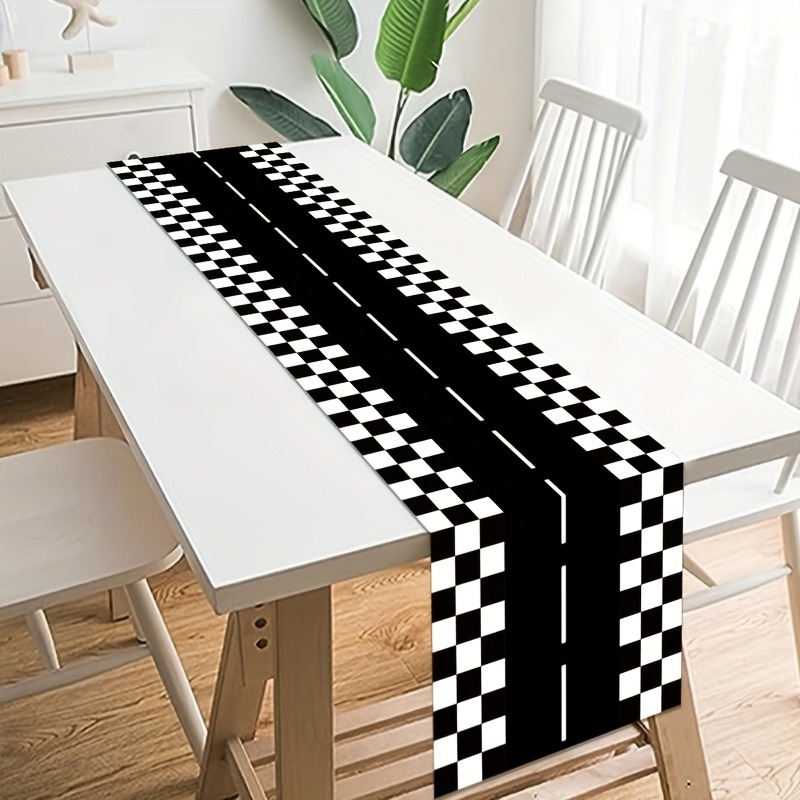 Schwarz-Weiß Karierter Rennstr – Lighting Mcqueen Birthday Decor Bewertung und Preis