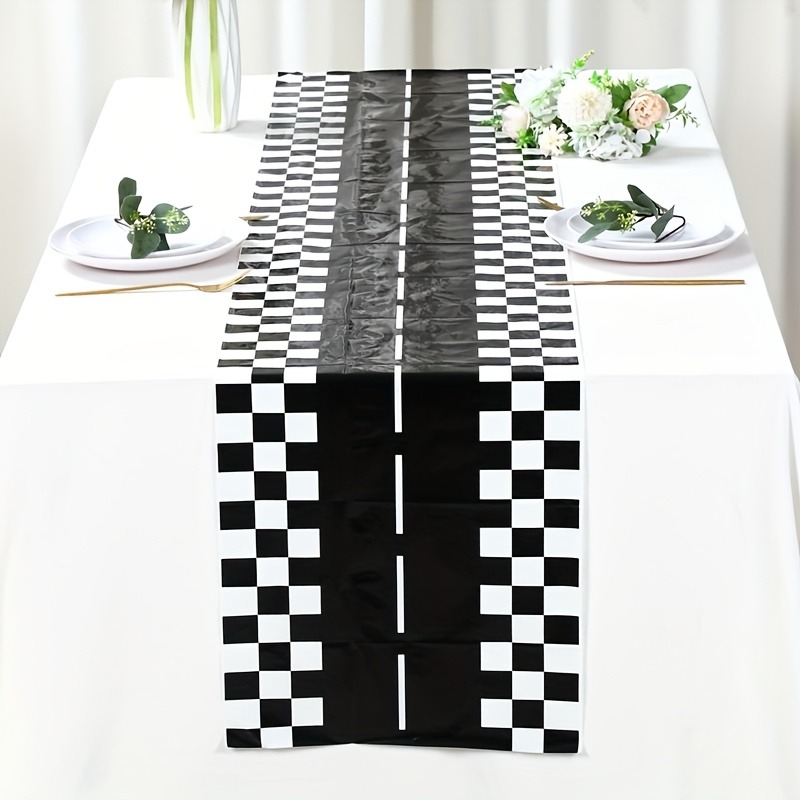 Schwarz-Weiß Karierter Rennstr – Lighting Mcqueen Birthday Decor Bewertung und Preis