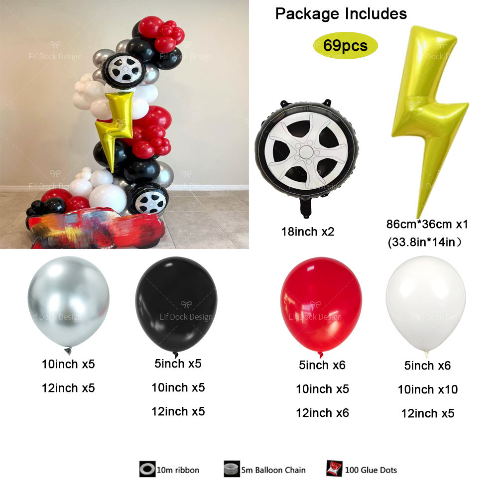 69-teiliges Set Blitz-Rennwage – Lighting Mcqueen Birthday Decor Bewertung und Preis