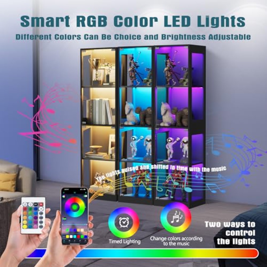 Glasvitrine mit RGB-Beleuchtun – Lighting & Home Decor Studio Photos Bewertung und Preis