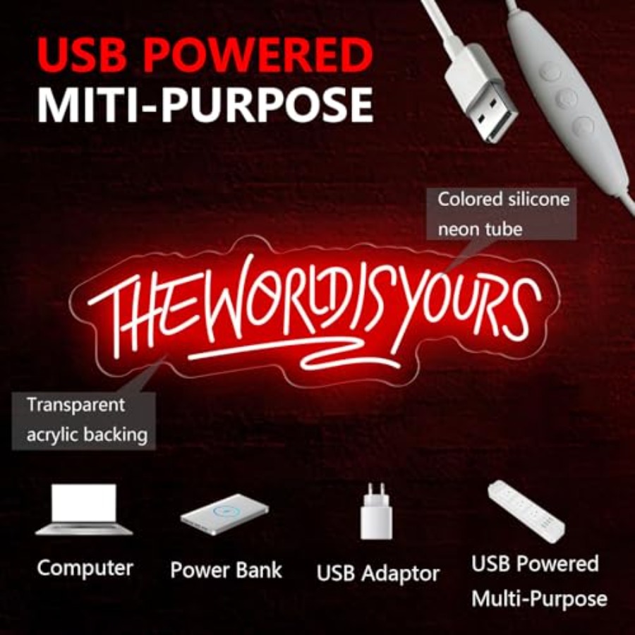 'The World Is Yours' Neonschil – Lighting World Decor Bewertung und Preis