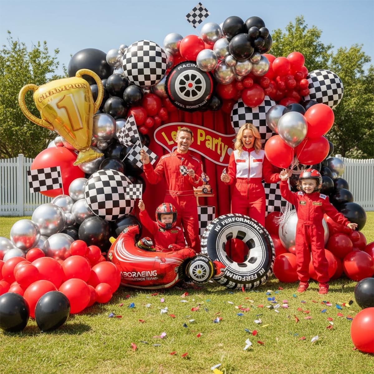 Rennwagen-Ballonbogen-Set mit  – Lighting Mcqueen Birthday Decor Bewertung und Preis