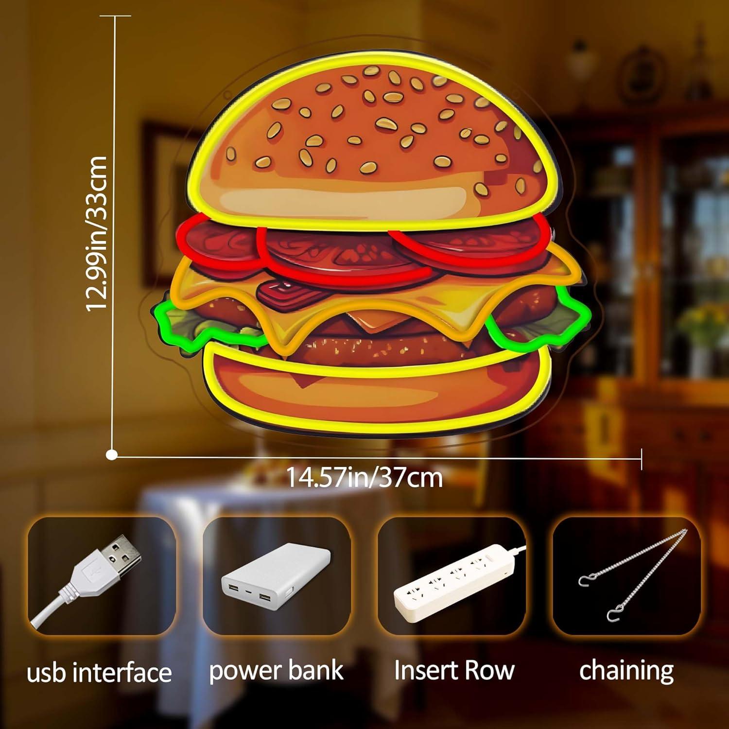 Burger Neonschild LED Hamburge – Wall Decor Lighting Bewertung und Preis